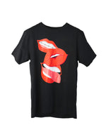 Majica s kratkimi rokavi SMILE črna, ustnice/poljub